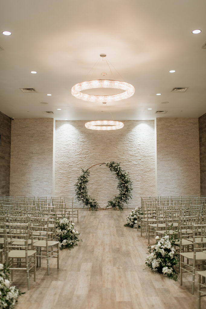 Indoor Allure on The Lake wedding ceremony in Chesterton, Indiana