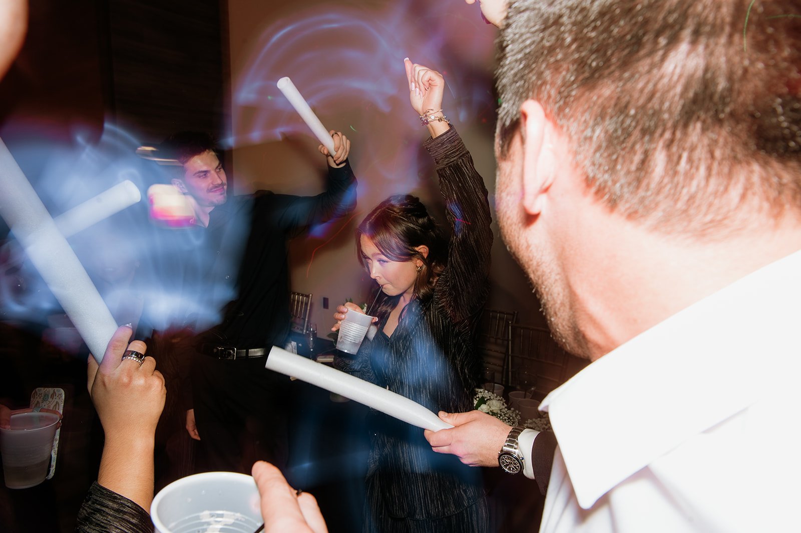 Wedding guests dancing during the reception