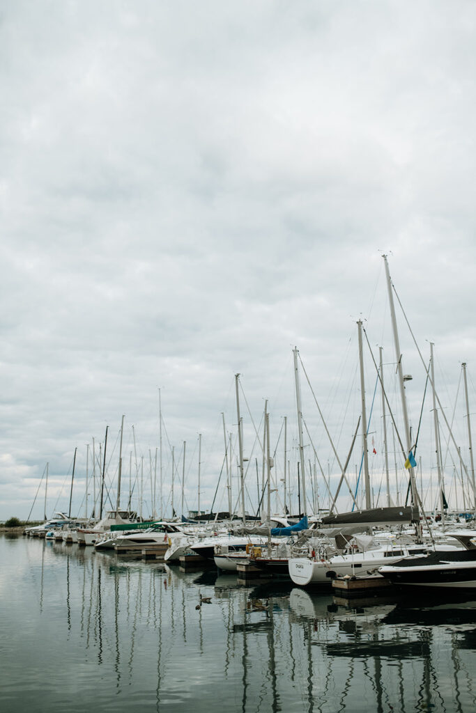 Dock with sailboats in Chicago.