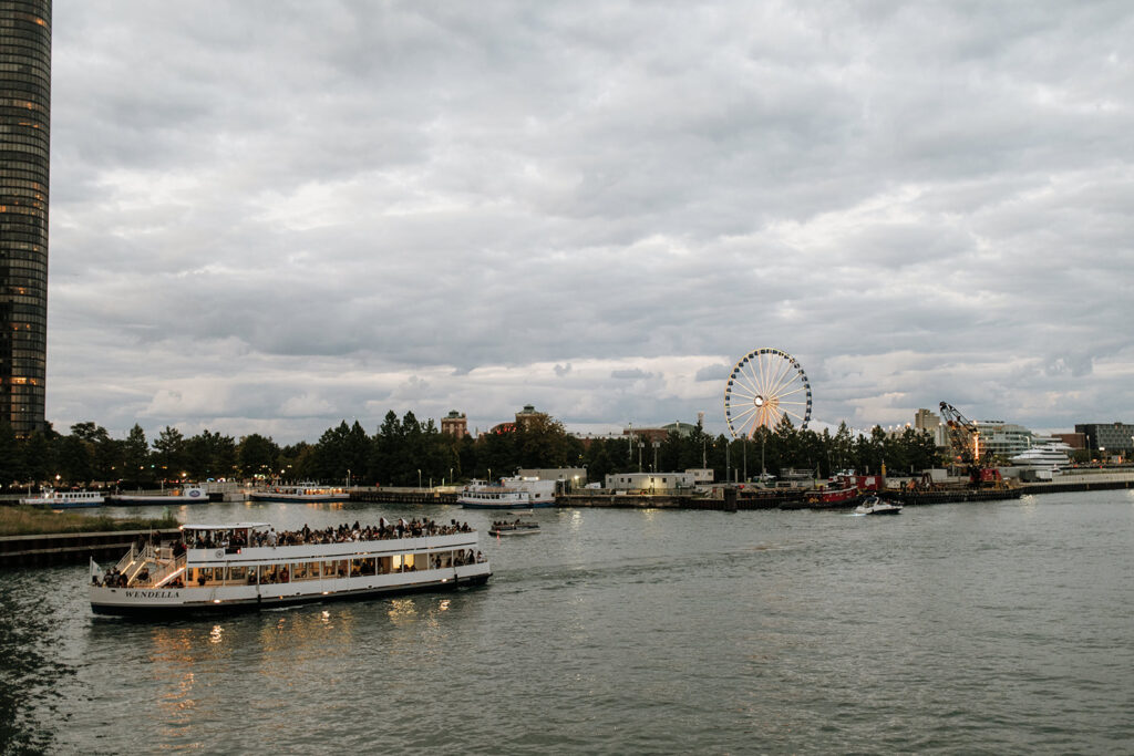 Yacht on the water in Chicago.