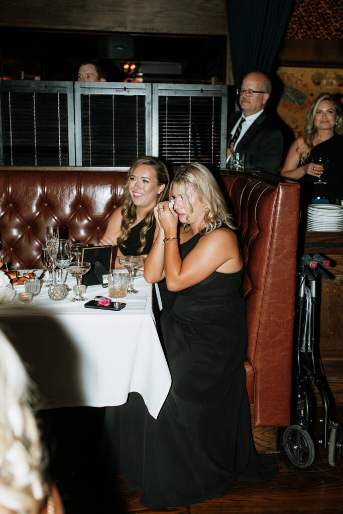 Bridesmaids getting emotional during dances. 