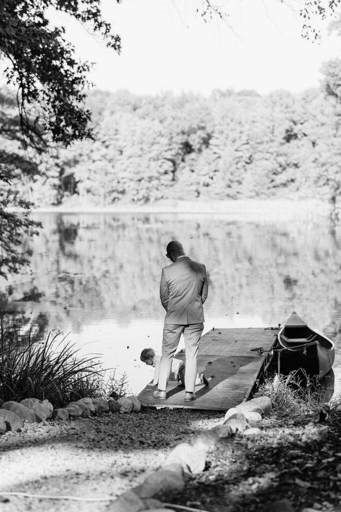 Guests hanging out on the dock at The Lodge at Rush Lakes.
