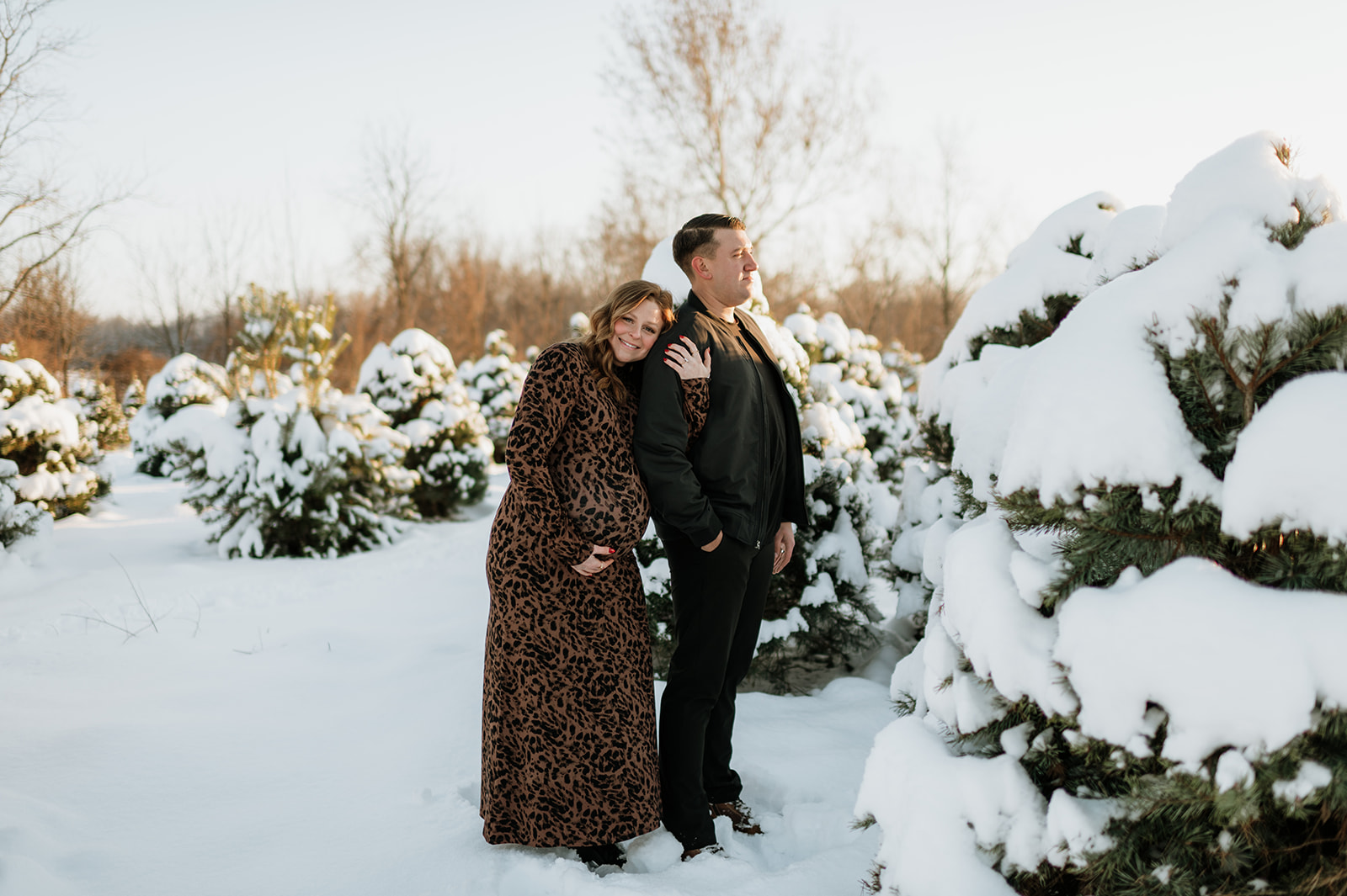 Woman leaning on her partner in Northern Indiana.