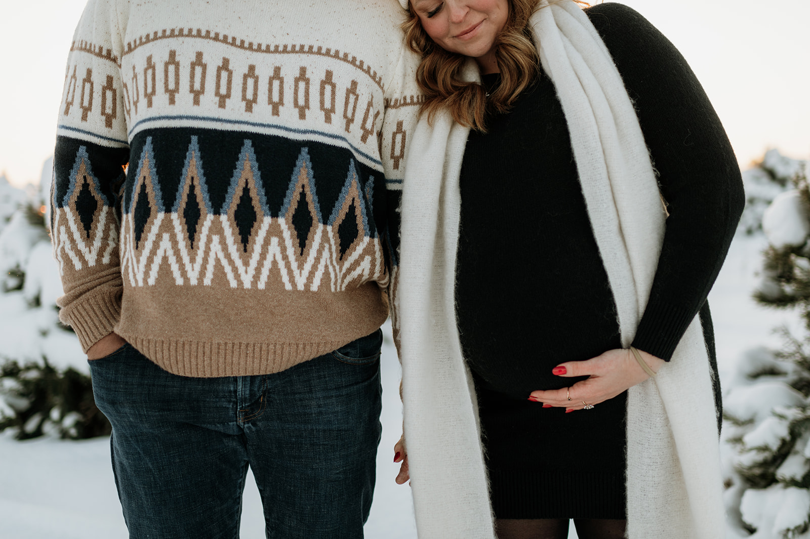 Close up shot of an expectant couple.